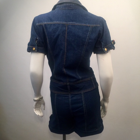 Vega. Jeans Denim Short Jumpsuit Sz M - Picture 5 of 8